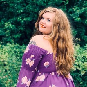 Off-the-Shoulder Purple Floral Dress
